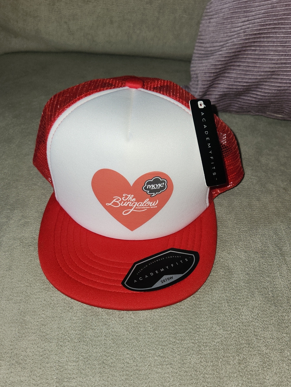 The Bungalow & IYKYK! Coffe Lab Heart Logo Trucker Hat - Red & White *BRAND NEW*